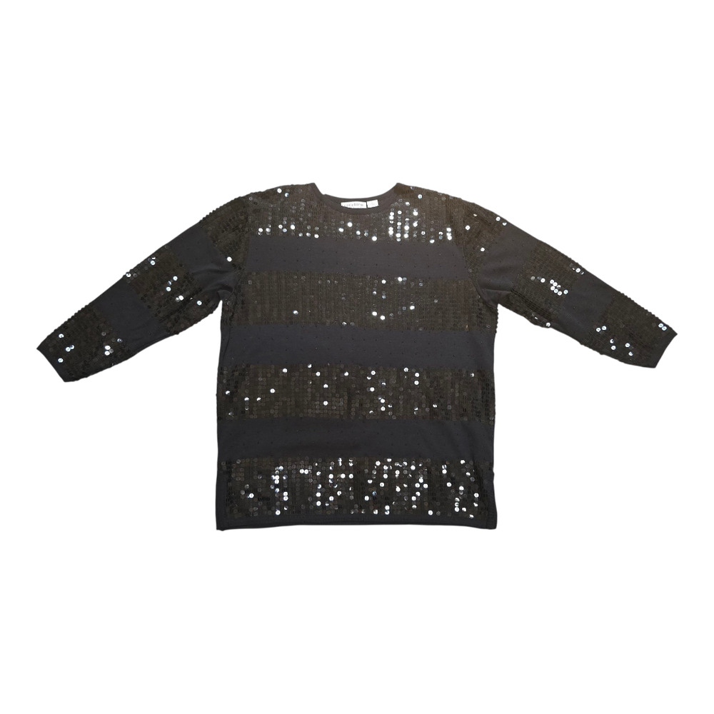 Liz Claiborne Collection Women Sequined Top Black L